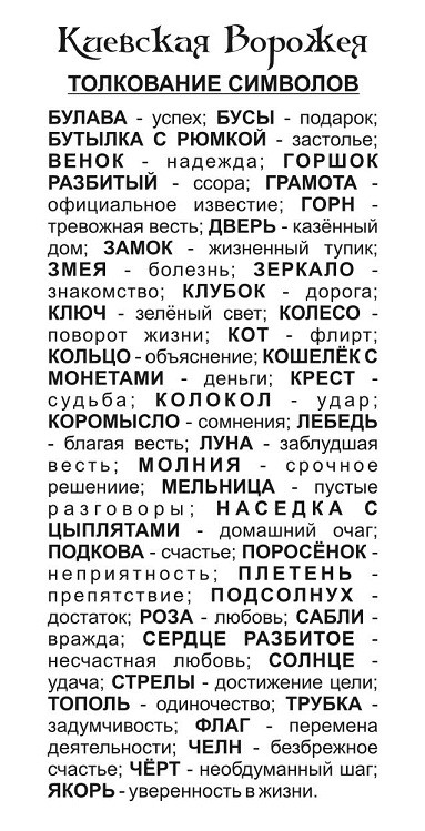 Аравийский пасьянс толкование символов в картинках
