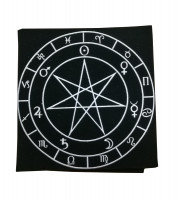 Скатерть «Астрологическая Звезда Магов» (черная ткань, белая нить)