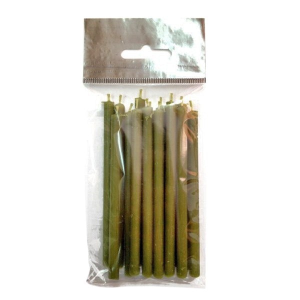 Натуральные восковые свечи 10 см (зеленые), 15 шт