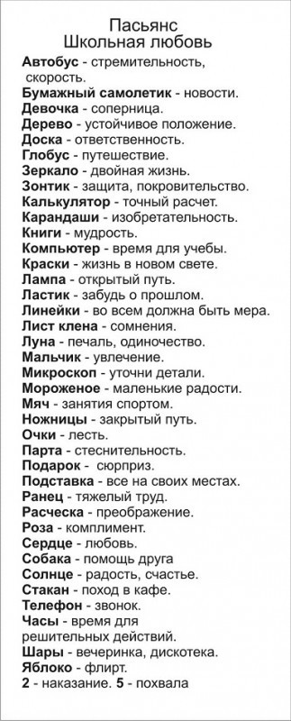 Аравийский пасьянс значение рисунков